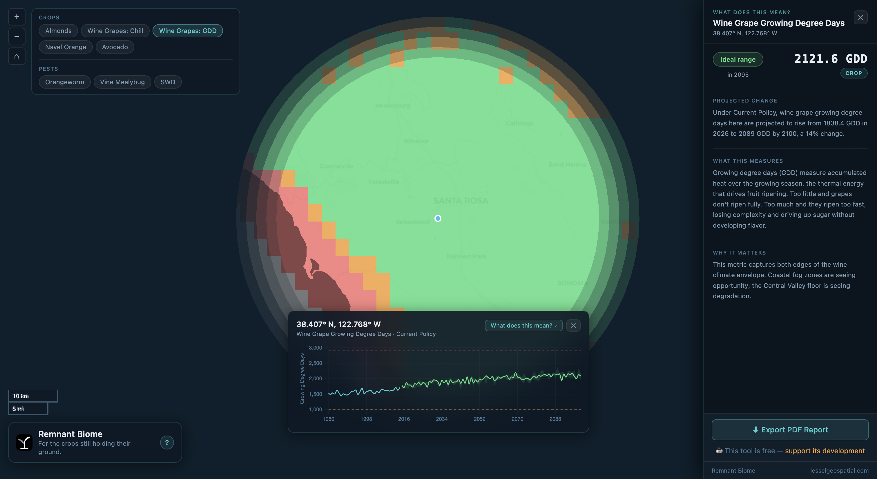 Remnant Biome — wine grape growing degree days viability map